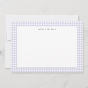 Gepersonaliseerde lavendel & witte Gingham kaart