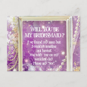 Gepersonaliseerde lavendel word je mijn Bridesmaid Uitnodiging Briefkaart