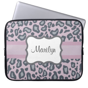 Gepersonaliseerde Lavender Leopard Laptophoes Laptop Sleeve