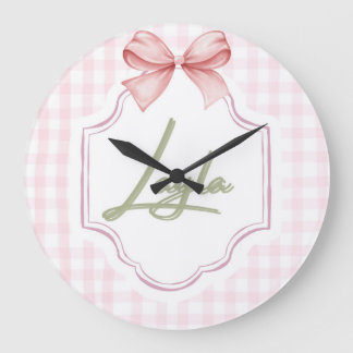 Gepersonaliseerde Layla Baby Meisje Kwekerij Bow & Grote Klok