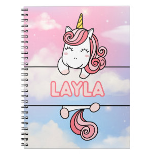 Gepersonaliseerde Layla Unicorn Girlie Notitieboek