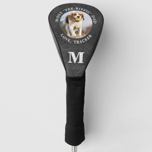 Gepersonaliseerde lederen monogram DOG DAD Pet Pho Golfheadcover (Voorkant)
