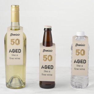 Gepersonaliseerde leeftijd als een fijne wijn 50st flessenhanger