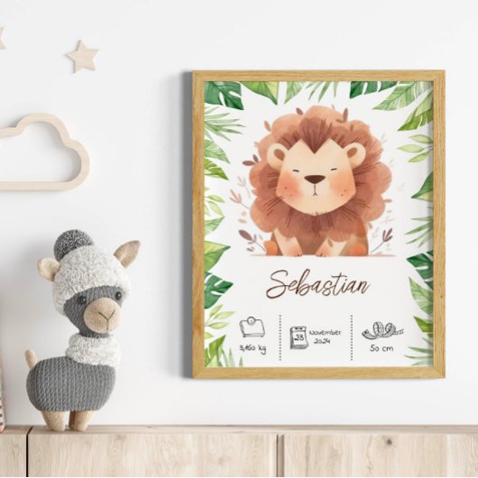 Gepersonaliseerde leeuwenkwekerij kunst print