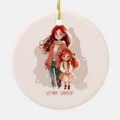 Gepersonaliseerde legant moeder en dochter keramisch ornament (Achterkant)