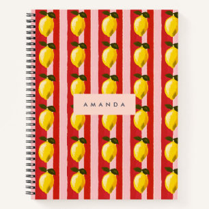 Gepersonaliseerde Lemon Stripe Patroon Gele Citroe Notitieboek