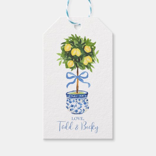 Gepersonaliseerde Lemon Topiary, Chinoiserie Cadeaulabel (Voorkant)