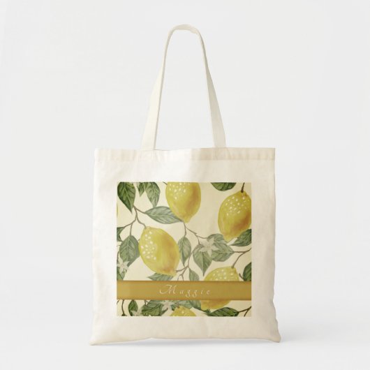 Gepersonaliseerde  Lemon Yellow Summer Fruit Tote Bag (Voorkant)