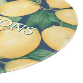 Gepersonaliseerde Lemons Greenery Navy Blue Snijplank (Hoek)