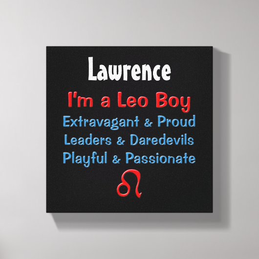 Gepersonaliseerde Leo Boy Zodiac Canvas Wrap (Voorkant)