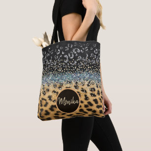 Gepersonaliseerde Leopard Fur Glamour Glitter Agaa Draagtas