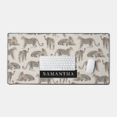 Gepersonaliseerde Leopard Print Aangepaste naam Bureaumat (Keyboard & Muis)