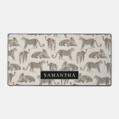 Gepersonaliseerde Leopard Print Aangepaste naam Bureaumat (Voorkant)