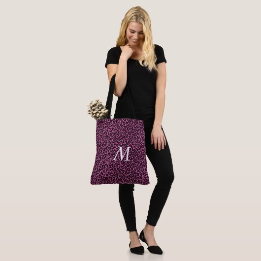 Gepersonaliseerde Leopard Print Canvas tas (Op model)