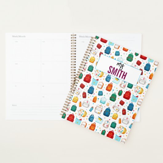 Gepersonaliseerde leraar – Aangepaste naam Terug n Planner (Display)