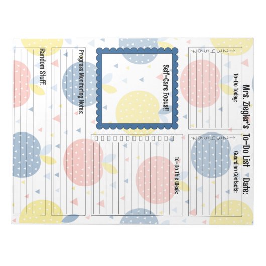 Gepersonaliseerde leraar Dagelijkse to-do lijst Ap Notitieblok (Voorkant)