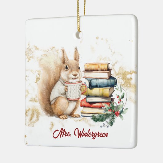 Gepersonaliseerde leraar kerst keramisch ornament (Links)