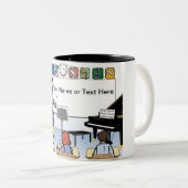 Gepersonaliseerde leraar, muziek - Vrouw Cartoon Tweekleurige Koffiemok (Voorkant rechts)