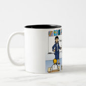 Gepersonaliseerde leraar, muziek - Vrouw Cartoon Tweekleurige Koffiemok (Links)