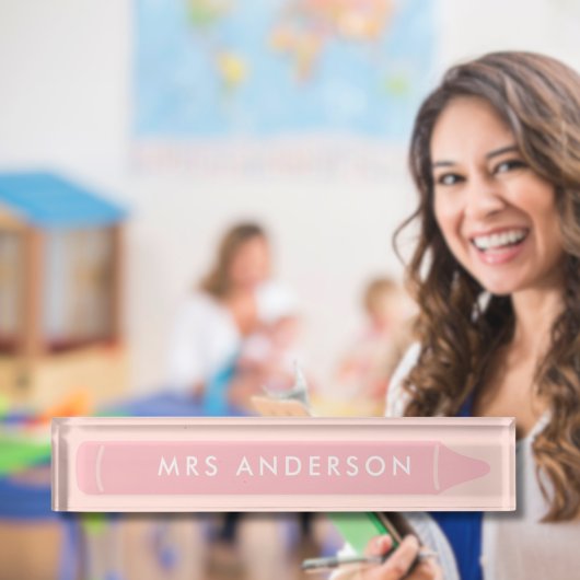 Gepersonaliseerde leraar naam potlood Modern roze  Naambordje