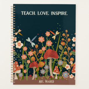 Gepersonaliseerde leraar Paddestoel Floral Dragonf Planner