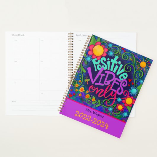 Gepersonaliseerde leraar positieve vibes Fun Flowe Planner (Display)