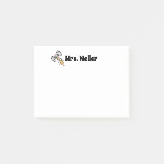 Gepersonaliseerde Leraar potlood en boog terug naa Post-it® Notes (Voorkant)