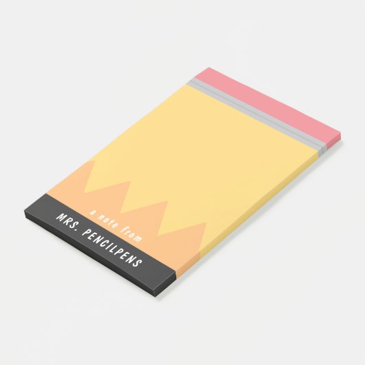 Gepersonaliseerde leraar potlood stijl post-it® notes (Schuin)