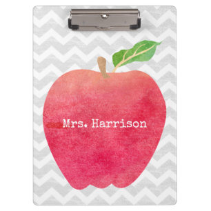 Gepersonaliseerde leraar Red Apple Gray Chevron Klembord