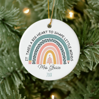 gepersonaliseerde leraar regenboog Kerstmis, Custo Keramisch Ornament