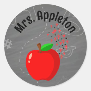 Gepersonaliseerde leraar Terug naar school Apple Ronde Sticker