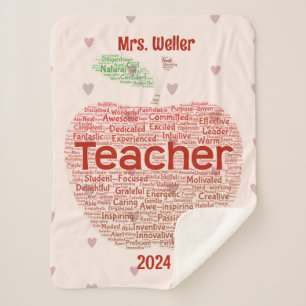 Gepersonaliseerde leraar Word Art Apple Gift Sherpa Deken