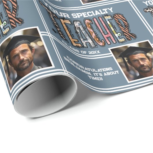 Gepersonaliseerde lerarennaam Afstuderen Jaar Cadeaupapier (Rol Hoek)