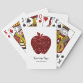 Gepersonaliseerde lerarennaam Red Apple Faux Glitt Pokerkaarten (Achterkant)