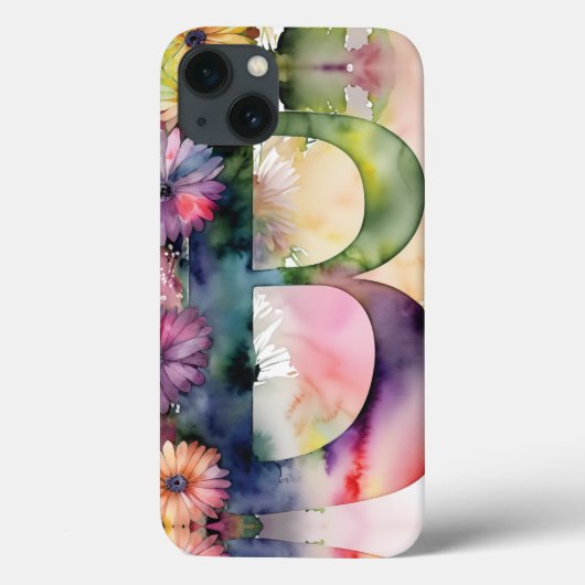 Gepersonaliseerde letter B Elegante Bloemen Waterv Case-Mate iPhone Case (Achterkant)