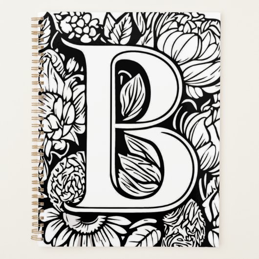 Gepersonaliseerde letter B Floral Tattoo Designer Planner (Voorkant)
