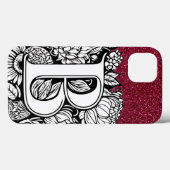 Gepersonaliseerde letter B Glitter Tattoo Flowers Case-Mate iPhone Case (Achterkant (horizontaal))