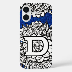 Gepersonaliseerde letter D Faux Glitter Tattoo Flo iPhone 16 Hoesje