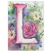 Gepersonaliseerde letter L Bloemen Waterverf Leraa Klembord (Achterkant)