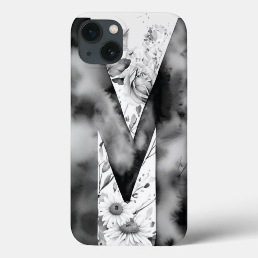 Gepersonaliseerde letter M Elegante Bloemen Waterv Case-Mate iPhone Case (Achterkant)
