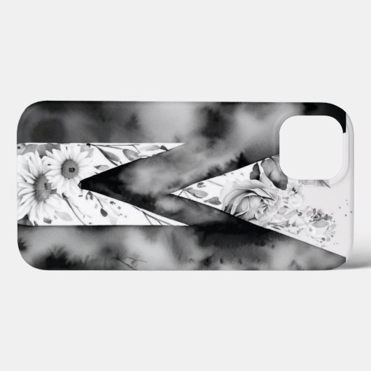 Gepersonaliseerde letter M Elegante Bloemen Waterv Case-Mate iPhone Case (Achterkant (horizontaal))