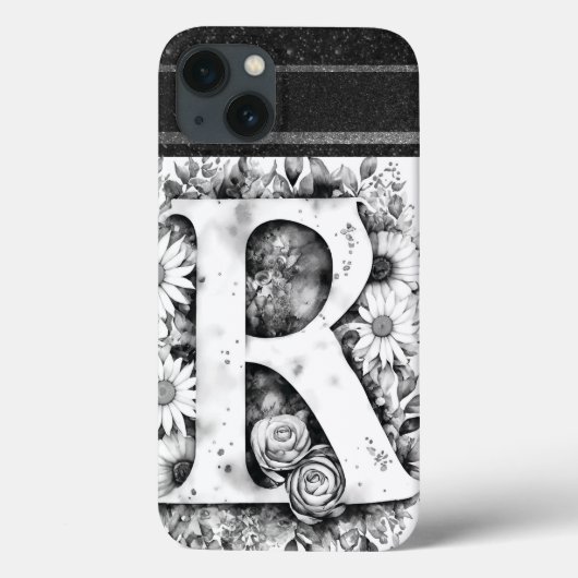 Gepersonaliseerde letter R Elegante Bloemen Waterv Case-Mate iPhone Case (Achterkant)