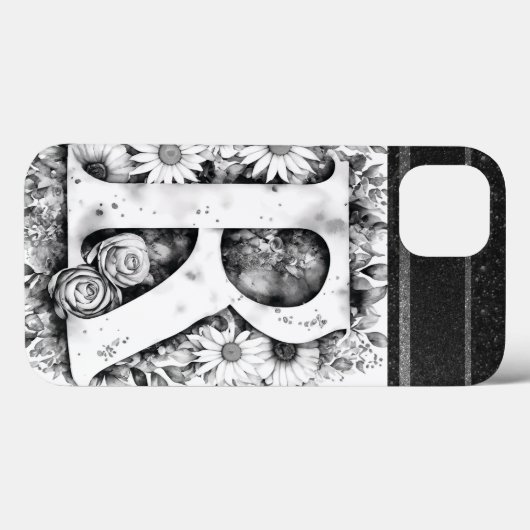 Gepersonaliseerde letter R Elegante Bloemen Waterv Case-Mate iPhone Case (Achterkant (horizontaal))