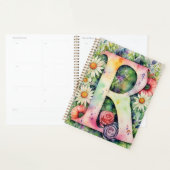 Gepersonaliseerde letter R Floral Waterverf Notiti Planner (Display)