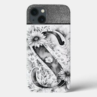 Gepersonaliseerde letter S Elegante Bloemen Waterv iPhone 13 Hoesje