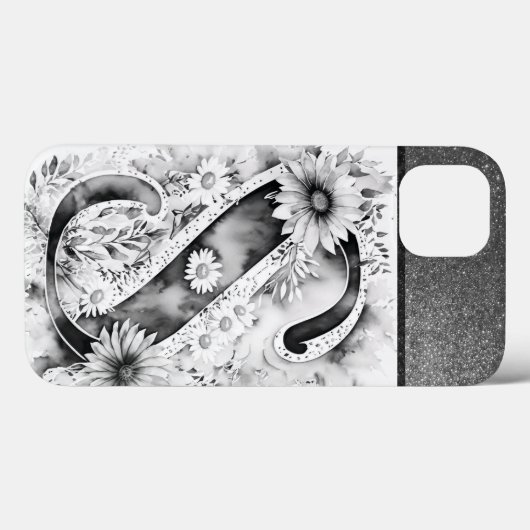 Gepersonaliseerde letter S Elegante Bloemen Waterv Case-Mate iPhone Case (Achterkant (horizontaal))