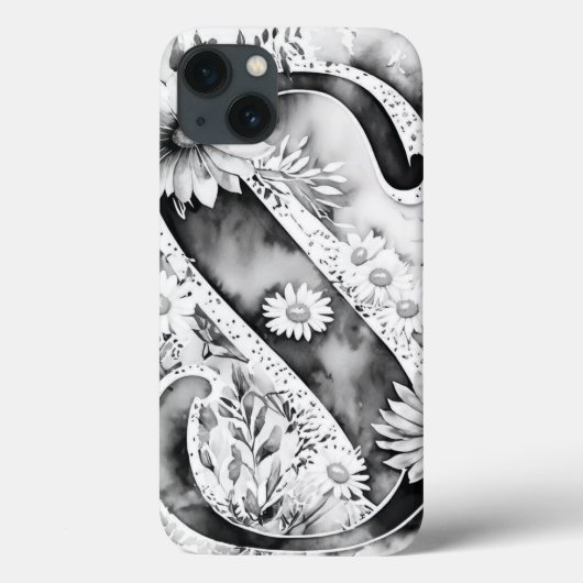 Gepersonaliseerde letter S Elegante Bloemen Waterv Case-Mate iPhone Case (Achterkant)