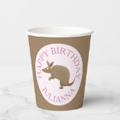Gepersonaliseerde leuke armadillo happy birthday c papieren bekers (Voorkant)