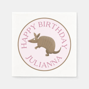 Gepersonaliseerde leuke armadillo happy birthday c servet