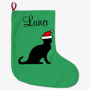 Gepersonaliseerde leuke kat met het pethuisdier grote kerstsok